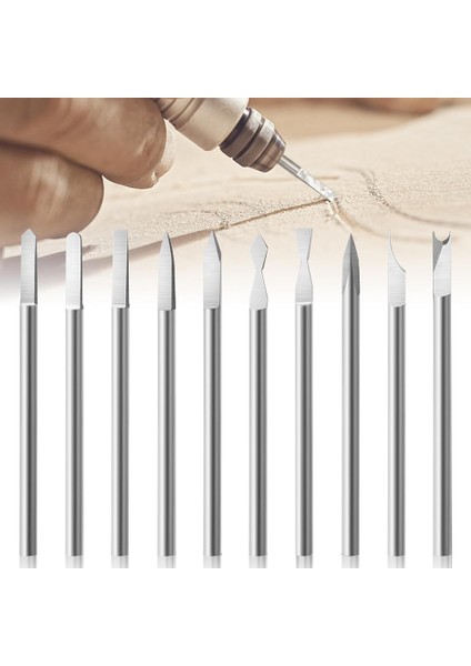 10 Adet Döner Alet Için Ahşap Oyma Aletleri, 1/8 Inç Kanatlı Ağaç Işleme Aletleri Döner Alet Bitleri Oyma Delme Için Uyumlu (Yurt Dışından)