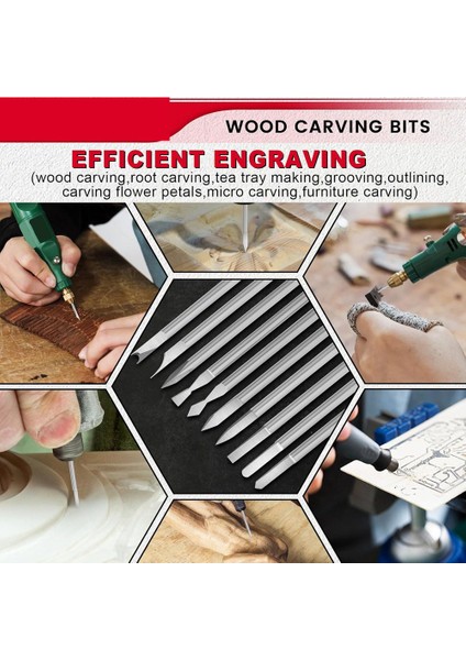 10 Adet Döner Alet Için Ahşap Oyma Aletleri, 1/8 Inç Kanatlı Ağaç Işleme Aletleri Döner Alet Bitleri Oyma Delme Için Uyumlu (Yurt Dışından) fırsatları