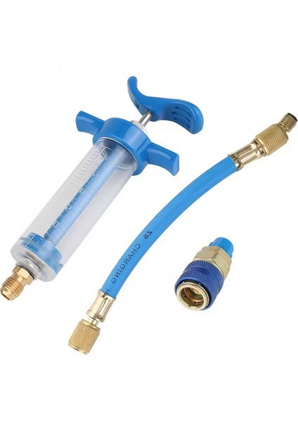 Otomatik Ac Yağ Boya Enjektörü 1oz R134A Düşük Tarafı Hızlı Kuplör Adaptörü 14 Yağ Şırıngası Kılavuzu Yağlayıcı Enjeksiyon Aracı Araba Için (Yurt Dışından)