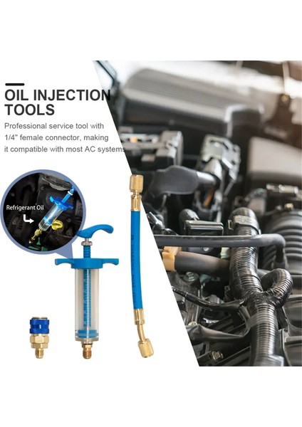 Otomatik Ac Yağ Boya Enjektörü 1oz R134A Düşük Tarafı Hızlı Kuplör Adaptörü 14 Yağ Şırıngası Kılavuzu Yağlayıcı Enjeksiyon Aracı Araba Için (Yurt Dışından) fırsatları