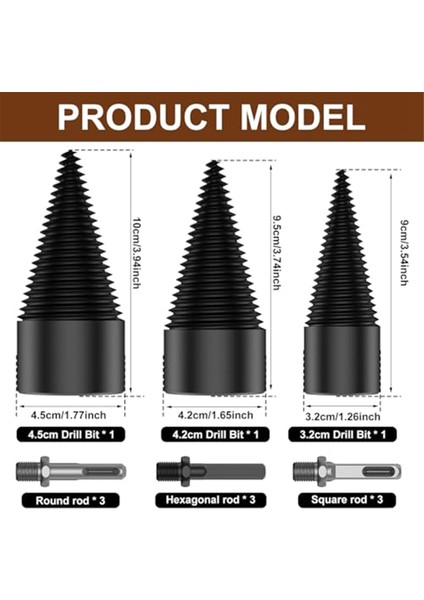 Elektrikli Matkap Için 12 Adet Yakacak Odun Kütük Ayırıcı, 9 Saplı, Sağlam Hizmetli Elektrik Matkapları Vidalı (Yurt Dışından) modelleri