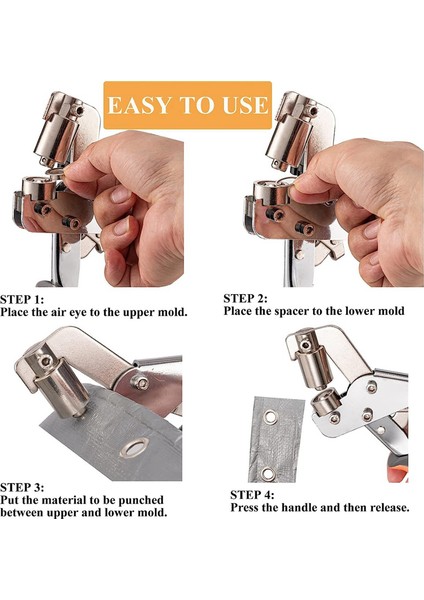 Grommet Tool Kit Şövüş Kiti - Kumbalar, Tuval, Tarpaulin ve Daha Fazlası Için 500PCS 3/8 Inç Grometler Dahil Grommet Punch Seti (Yurt Dışından) fırsatları