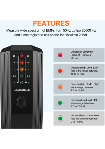 Radyoaktif Dedektör LED Göstergeleri Radyoaktif Sayacı Hassas Konumlandırma 50/60Hz Frekans Izleme Emf Tester-A (Yurt Dışından) indirimleri