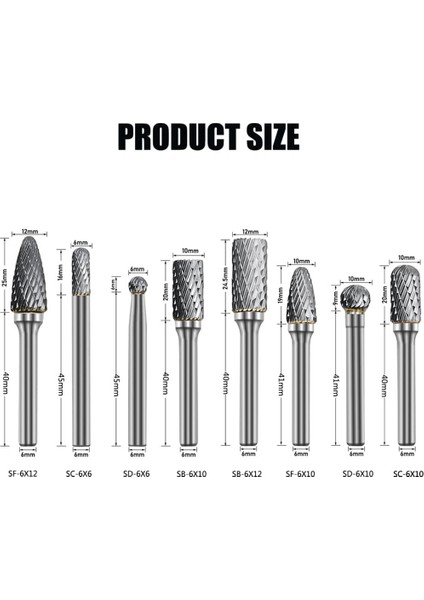 8pcs Karbür Burr Seti 1/4inch Shank Tungsten Çelik Çift Kesim Kalıp Öğütücü Bitler, Parlatma Için Karbür Döner Çapak (Yurt Dışından) fiyatları