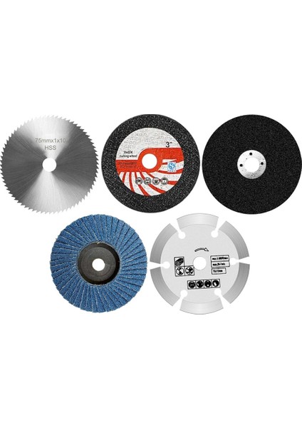 5pcs 75MM Kesme Disk Kiti 10 mm Delikli Öğütücü Metal Dairesel Testere Bıçağı Düz Flep Taşlama Tekerleği Zımpara Pedleri (Yurt Dışından)
