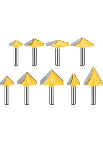 3D Yönlendirici Bit V-Şekilli Kesici 3D Freze Kesici Gravür Makinesi Kesici Ahşap Araçları 9 Pcs (Yurt Dışından)