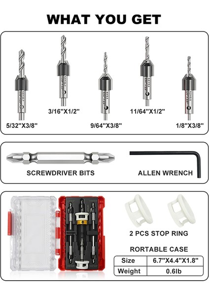 5pcs Hex Shank Counterk Matkap Bitleri Düşük Sürtünme Derinlik Durumu ile Set, 1/4 Inç Hızlı Değişim Hex Shank Counterk Matkap (Yurt Dışından) fiyatları