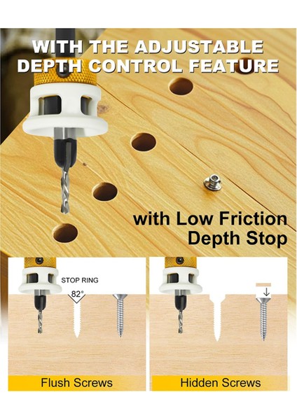 5pcs Hex Shank Counterk Matkap Bitleri Düşük Sürtünme Derinlik Durumu ile Set, 1/4 Inç Hızlı Değişim Hex Shank Counterk Matkap (Yurt Dışından) modelleri