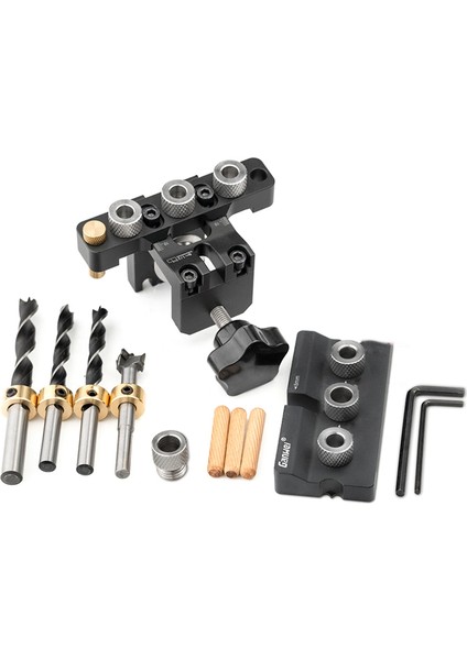 Ganwei Ayarlanabilir Doweling Jig Ahşap Cep 3 1 Delikte Jigbushes Sondaj Kılavuzu Kılavuzu Bulucu Yumruklu Araçlar Dowel Jig Set B (Yurt Dışından)