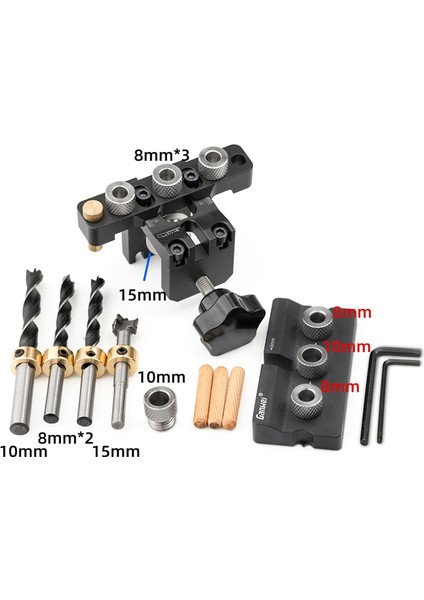 Ganwei Ayarlanabilir Doweling Jig Ahşap Cep 3 1 Delikte Jigbushes Sondaj Kılavuzu Kılavuzu Bulucu Yumruklu Araçlar Dowel Jig Set B (Yurt Dışından) fiyatları