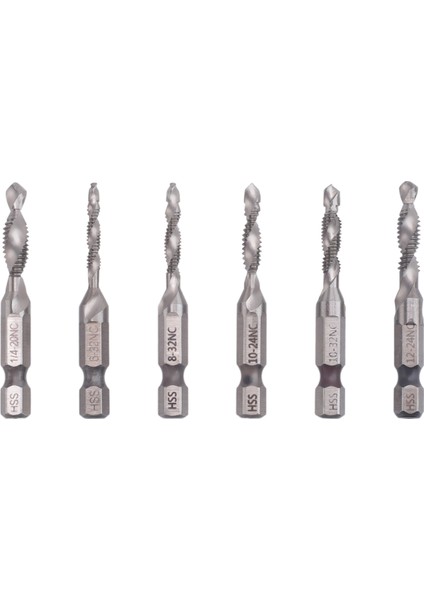 6pcs Matkap Tap Seti Hex Shank Sae Kombinasyon Matkap ve Tap Bit Seti Hss 4341 Vida Tap Deburr Matkap Bit (Yurt Dışından) modelleri