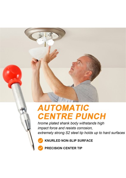 1pcs Hss Center Punch Stator Yumruk Otomatik Merkez Pim Yumruk Yay Yüklü Işaretleme Sondaj Aracı Koruyucu Bir Kılıf Kırmızısı ve Gümüş (Yurt Dışından) fırsatları