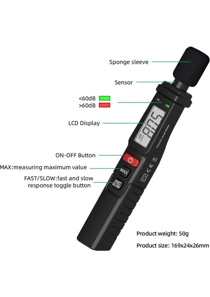 Dijital Gürültü Ölçer Ses Seviyesi Ölçer El Taşıyıcı Db Metre A Ağırlıklı 30-130DB Ses Ölçüm Enstrümanı Desibel Monitör (Yurt Dışından) fırsatları