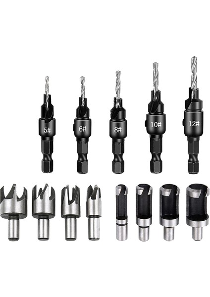 Counterk Woodworking Seti 5 Parça Countersunk Bit Set, 8 Adet Ahşap Işleme, Dıy Için Counterk Matkap (Yurt Dışından)