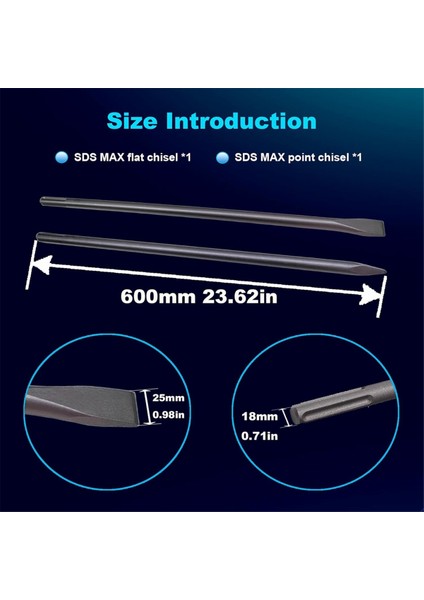 24 Inç Sds Maks Seti, 1 Inç Düz Kesim ve Nokta Keski, Sds-Max Çekiç Matkap Eki Için Karo Çıkarma Aracı (Yurt Dışından) modelleri