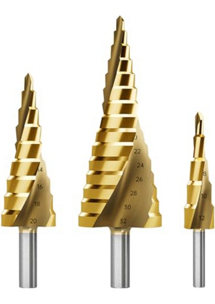 Adım Matkap Bit Seti, 3pcs Titanyum Adım Matkap Bitleri, Metrik 4mm Ila 32MM Matkap Koni Bitleri Metal, Ahşap, Pvc C (Yurt Dışından)