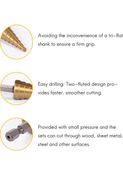 3 Pcs Hss Titanyum Adım Matkap Bit Seti ve 1 Pcs Otomatik Merkez Punch (Yurt Dışından) indirimleri