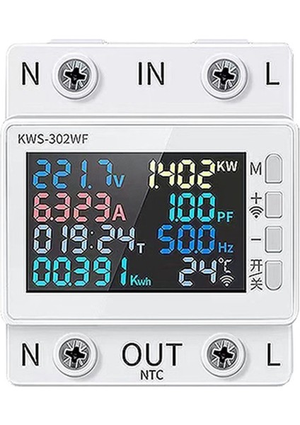 Taya Wıfı Güç Ölçer Renk Ekran 2p Çok Fonksiyonlu Ac Enerji Ölçer Mobilephone Remototely App Kontrolü 170-300V/63A - A - A (Yurt Dışından)