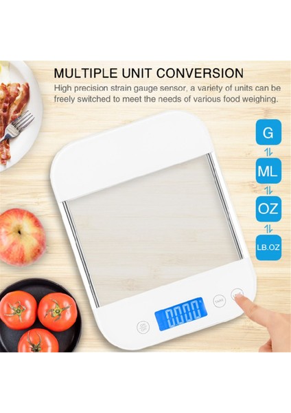 Gıda Ölçeği Dijital Ölçekli Ons Gram Şarj Edilebilir Su Geçirmez Contasyon Karşıtı Cam Panel Şarj Pişirme Ölçekleri B (Yurt Dışından) fırsatları