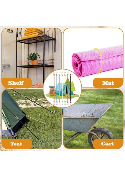 21 Adet Kancalı Mini Bungee Kordonları, 10 Inç Ayarlanabilir Kısa Bungee Kordonları Ağır Hizmet, Bagaj Çadır Muşamba Için Esnek Kayışlar (Yurt Dışından) indirimleri