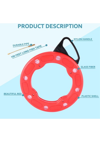 100FT Balık Bandı Makarası Tel Çekme Aletleri 30M Elektrik Kablo Çekme Makarası Çekme (Yurt Dışından) fırsatları