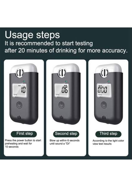 Yüksek Hassasiyetli Nefes Alkol Test Cihazı Taşınabilir Sarhoş Sürüş Analizörü LCD Ekran Ekran Breathalyser Dedektör (Yurt Dışından) indirimleri