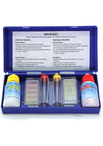 Havuz ve Spa Su Test Kitleri, Ph ve Serbest Klor Su Kimya Test Kitleri, Asit Bazlı Su Test Kutusu (Yurt Dışından)