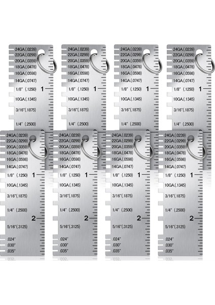 Metal Sac Kalınlık Göstergesi, 8 Paket Paslanmaz Çelik Tel Gösterge Boyutu Muayene Aracı Kaynak Aracı Aksesuarları (Yurt Dışından)