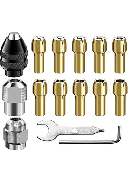 Drill Chuck Collet Seti, 28 Pcs Chuck Collet Kit (1/32 - 1/8inch) Yedek 4486 Matkap Anahtarsız Bit 4485 Pirinç Kolet Seti (Yurt Dışından)