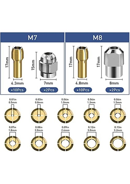 Drill Chuck Collet Seti, 28 Pcs Chuck Collet Kit (1/32 - 1/8inch) Yedek 4486 Matkap Anahtarsız Bit 4485 Pirinç Kolet Seti (Yurt Dışından) fiyatları