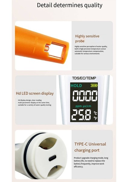 Yeni TDS-A6V Yüksek Hassasiyetli Musluk Su Kalitesi Analizi Ec Iletkenlik Su Test Kalemi Tds Su Kalitesi Testi (Yurt Dışından) fiyatları