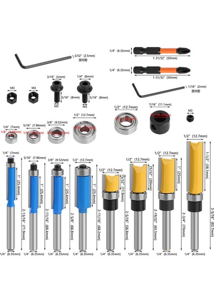 4 Sifonlama Yönlendirici Biti Dahil 10 Adet Yönlendirici Biti 1/4 Shank, 4 Desen Yıkama Yönlendirici Biti 2 Darbe Biti Et (Yurt Dışından) modelleri