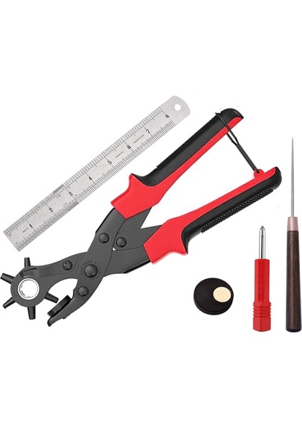 Deri Delik Yumruk Seti, Profesyonel Döner Yumruk Pensi Kiti, Süper Ağır Hizmet Döneri Yumruk, Hassas Çok Delikli (Yurt Dışından)