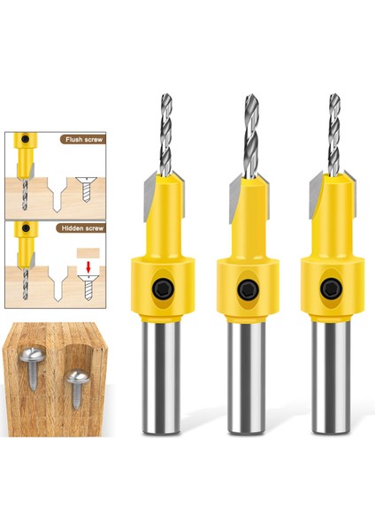 Ağaç Işleme Konuşma Matkap Koni Deliği Matkap Alaşım Kafaları Vidalı Adım Ahşap Kendi Kendine Tapma Vidası Takma Merdiveni (Yurt Dışından) indirimleri