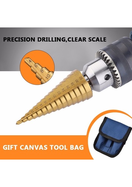 3pc Hss Adım Koni Konik Matkap Bit Set Delik Kesici Metriği 4-12/20/32MM 1/4 Inç Titanyum Kaplamalı Metal Alek Bitler (Yurt Dışından) fiyatları
