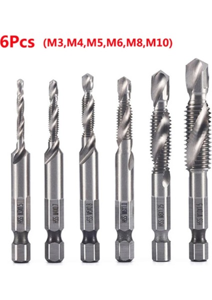 6pcs M3 M4 M5 M6 M8 M10 Yüksek Hızlı Çelik Titanyum Kaplama Kompozit Musluk Matkap ve Tap Entegre Makine Musluk (Yurt Dışından) indirimleri
