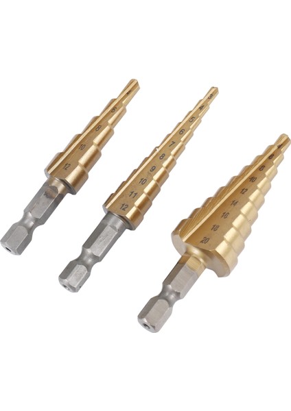 Adım Matkap Bit 3 Pcs Hss Adım Matkap Bit Seti Koni Delik Kesici Konik Metrik Nitriding Hex Çekirdek Matkap Bitleri Altın (Yurt Dışından) fiyatları