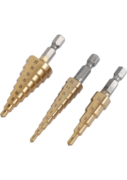 Adım Matkap Bit 3 Pcs Hss Adım Matkap Bit Seti Koni Delik Kesici Konik Metrik Nitriding Hex Çekirdek Matkap Bitleri Altın (Yurt Dışından) modelleri