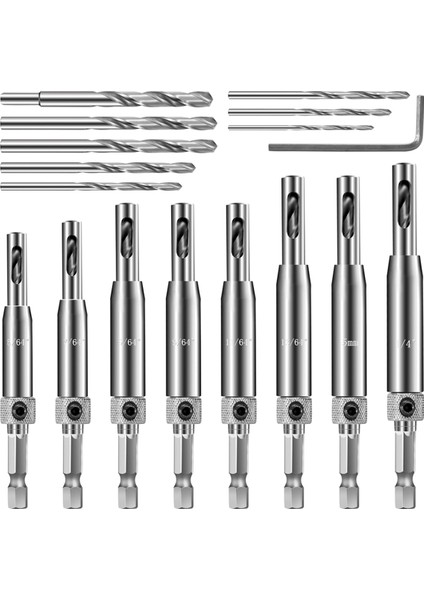 17 Adet Menteşeler Için Set- 1/4 &quot;hex Shank Vix Bits Kendi Merkezli Matkap Biti Ahşap Kapısı Için Set (Yurt Dışından)