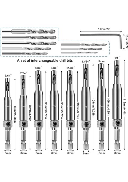 17 Adet Menteşeler Için Set- 1/4 &quot;hex Shank Vix Bits Kendi Merkezli Matkap Biti Ahşap Kapısı Için Set (Yurt Dışından) modelleri