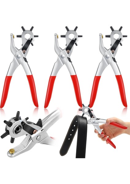3 Paket Kemer Deliği Deri Deliği Punch Crafts Kemer Deliği Puncher Için Punch 6 Çok Delikli Boyut Döner Yumruk Aracı (Yurt Dışından)