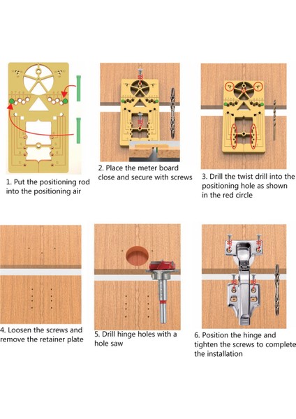 Ahşap Işleme Menteşe Deliği Puncher, Menteşe Jig Delik Matkap Kılavuzu Bit Ahşap Kesici Carpenter Ahşap Delik Açıcı Şablon B (Yurt Dışından) fırsatları