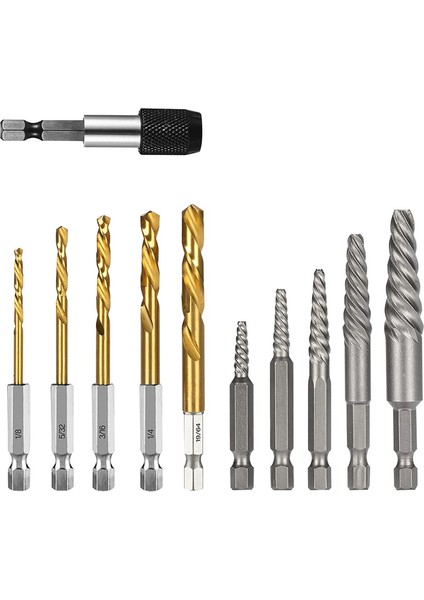 Vida Extractor Seti, 11 Parça Easy Out Cıvata Extractor Seti, Ters Matkap Bit (Yurt Dışından)