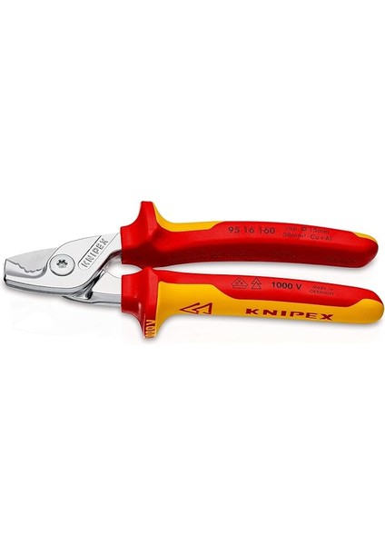 Stepcut Kablo Makası, Krom Kaplama, Çok Bileşenli Manşonlarla Izole Edilmiş, Vde Onaylı 160 mm 95 16 160