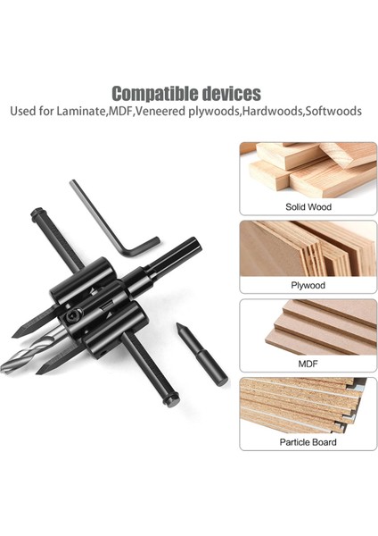30-120MM Ayarlanabilir Delik Açıcı Daire Deliği Kesici Daire Deliği Saw Uçak Tipi Ahşap Matkap Bit Diy Aracı 1 Set (Yurt Dışından) fiyatları