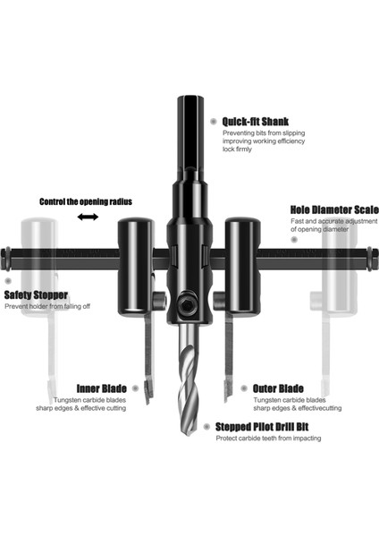 30-120MM Ayarlanabilir Delik Açıcı Daire Deliği Kesici Daire Deliği Saw Uçak Tipi Ahşap Matkap Bit Diy Aracı 1 Set (Yurt Dışından) indirimleri