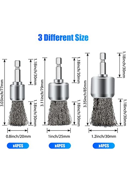 Matkap Için 12 Adet Tel Fırça Tekerleği, Matkap Boya Yüzeyi Paslandırma ve Küçük Boşluklar Için Tel Tekerlek Fincan Fırçaları (Yurt Dışından) modelleri