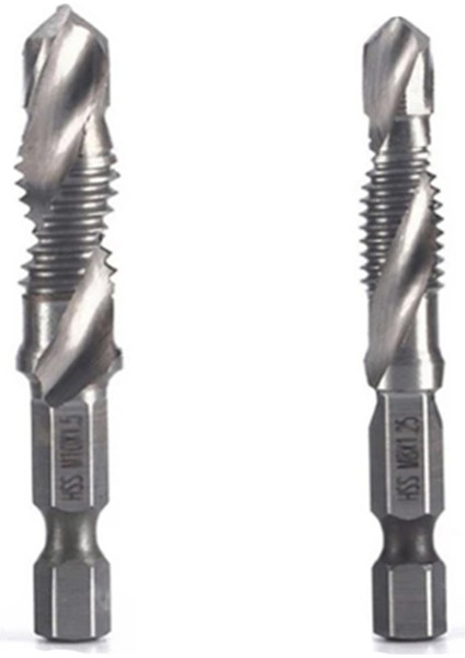 2pcs M8+M10 Yüksek Hızlı Çelik 4341 Titanyum Kaplamalı Kompozit Musluk Matkap ve Tap Entegre Makine Açık Pah Aracı Açık Aracı (Yurt Dışından)