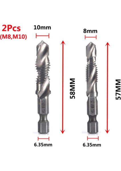 2pcs M8+M10 Yüksek Hızlı Çelik 4341 Titanyum Kaplamalı Kompozit Musluk Matkap ve Tap Entegre Makine Açık Pah Aracı Açık Aracı (Yurt Dışından) indirimleri