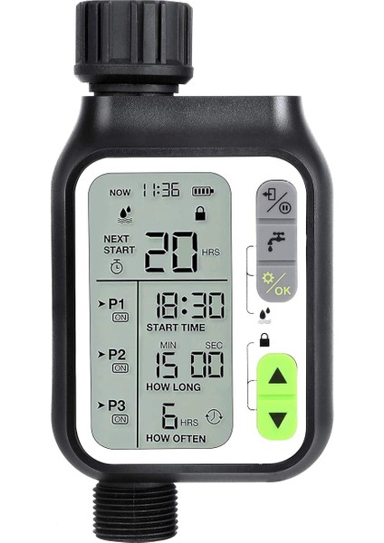 Sulama Programlayıcı, Otomatik Sulama Zamanlayıcısı, 3 Ayrı Sulama Sistemi, Otomatik Yağmur Sensörü, Çocuklar Için Kilitleme Modu